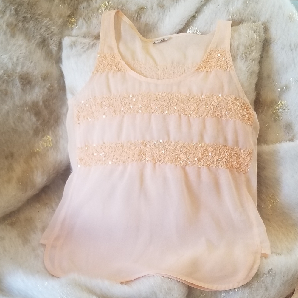 Peach Shear Sequined Top - Picture 1 of 5